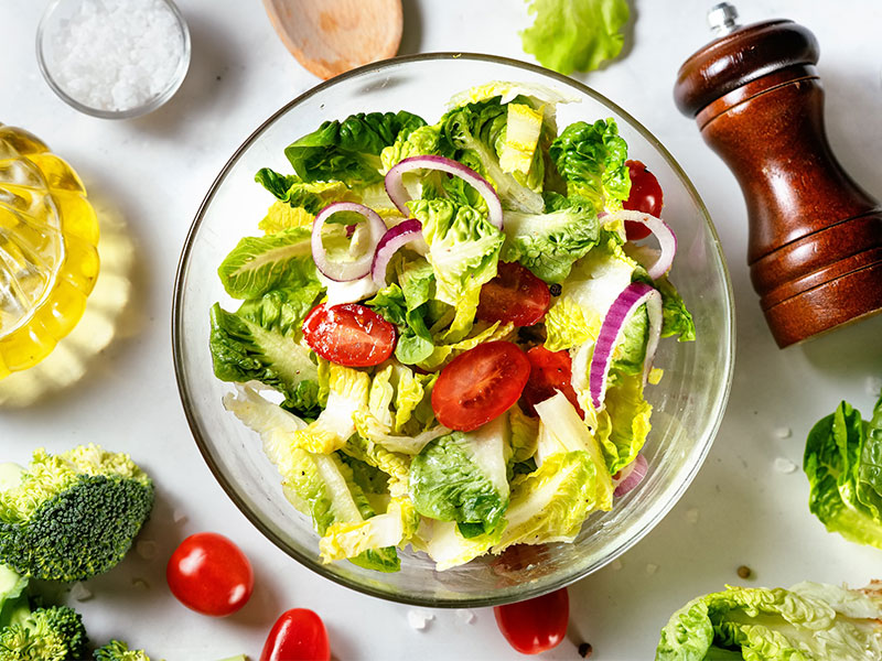 Salad contain fibrous ingredients like lettuce, broccoli etc.