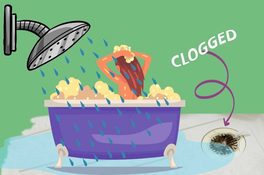 Fallen hair and others make shower drain clogged