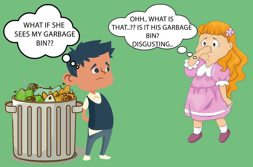 Smelling garbage bin can hide under the sink