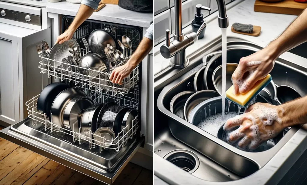 All-Clad stainless steel cookware set recommanded both dishwasher washed and hand-washed