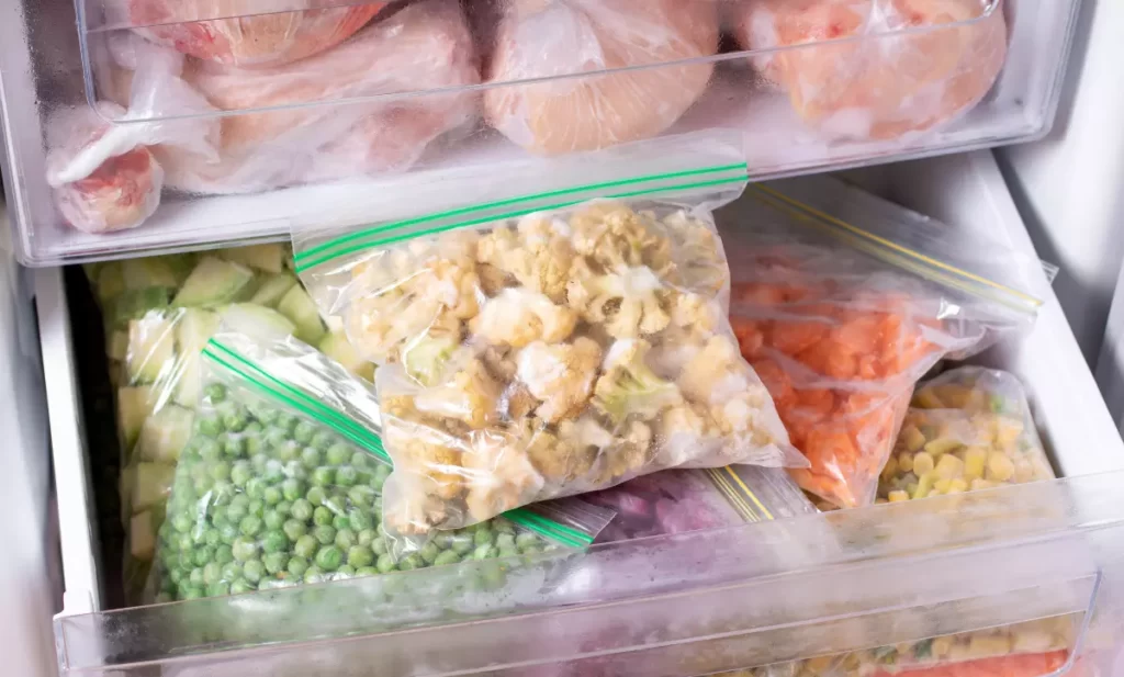 storing foods in the stasher bags in the fridge